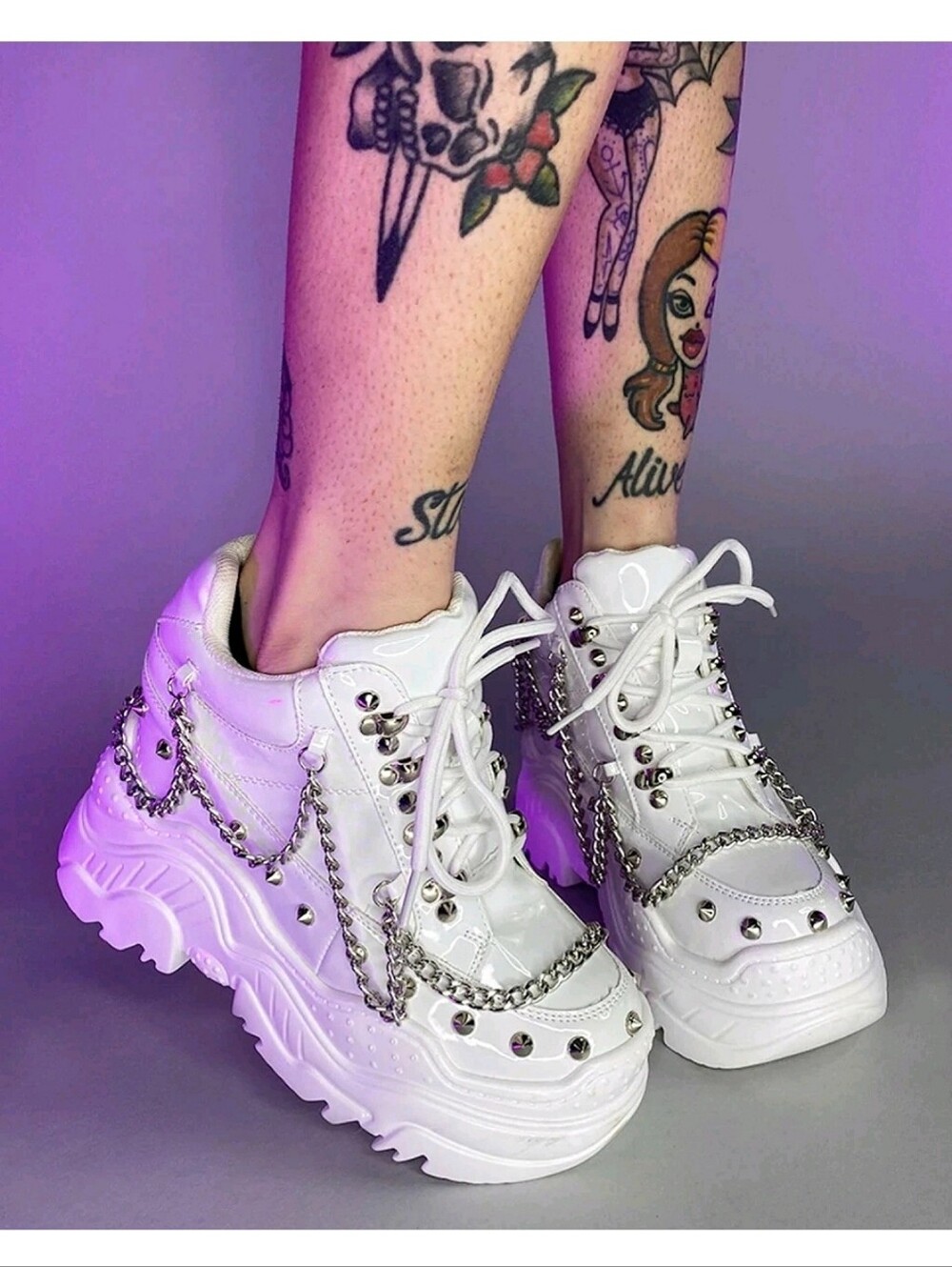 Anthony Wang Space Candy Platform Sneakers White Studded 7.5 | Y2K Dolls Kill